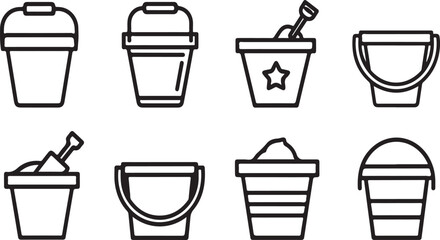 A variety of buckets and pails in different shapes and sizes Vector © mahafuza
