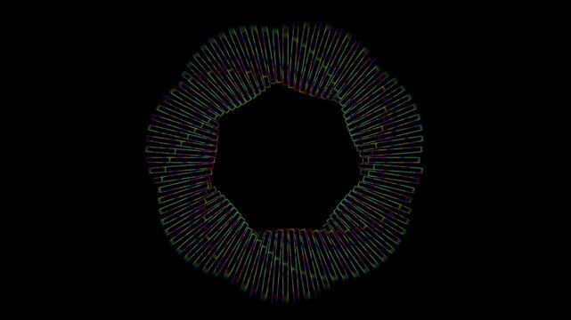 abstract symmetrical geometric shape rotating on solid colour background