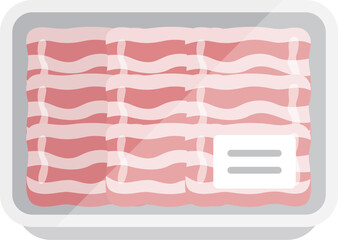 スーパーのパックに入った、豚ばら肉のアイコンのイラスト

