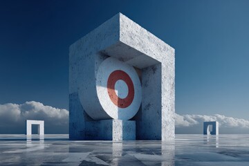 Abstract Concrete Structure, Minimalist Design, Geometric Forms