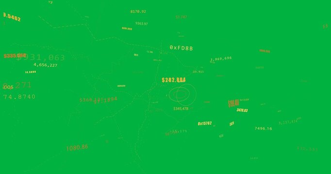 Tilt starting camera rotating, shifting map view, showing target rings and money on transparent bg
