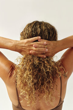 Natural curly haircare backview portrait
