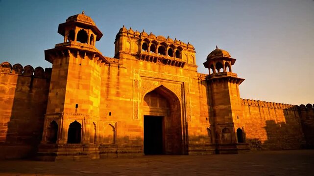Golden Hour at Jaisalmer Fort India with Yellow Sandstone Walls