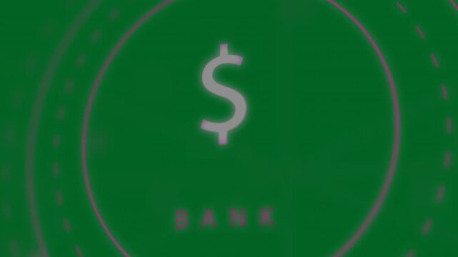On diagonal sweep, $ sign pulsing, zooming, dissolving into purple grid for bank UI transparent bg