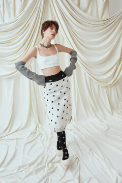 Fashion Portrait Woman In Trendy Outfit