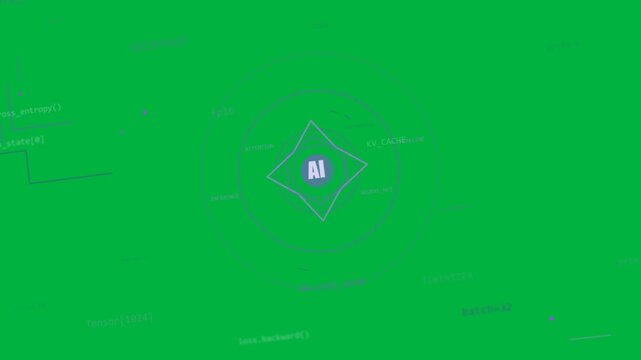 On load purple AI HUD pulsing, rings orbiting, labels sliding, visualizing status on transparent bg