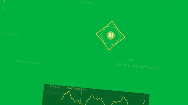 Emblem pulsing, AI HUD nodes shifting and labels growing, showing model stats on transparent canvas