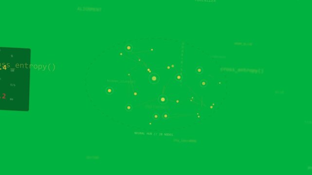 Neural hub nodes shifting and relinking after guide sweep, showing network state on transparent bg