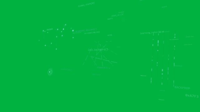 Neural net training starting from cyan points, linking nodes, forming mesh on transparent field