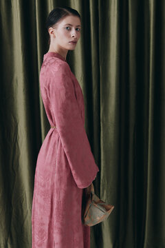 Fashion portrait woman in traditional dress Ao Dai