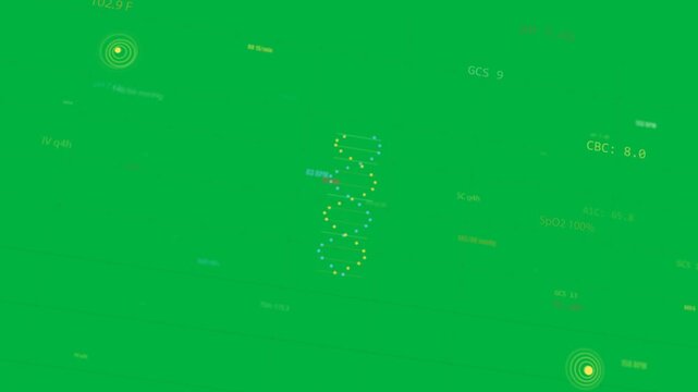 View tilt starting helix growing nodes pulsing markers sliding showing health HUD on transparent bg