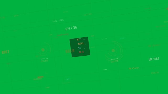 Camera leveling initiating HUD centering on transparent plane showing vitals while widgets pulsing