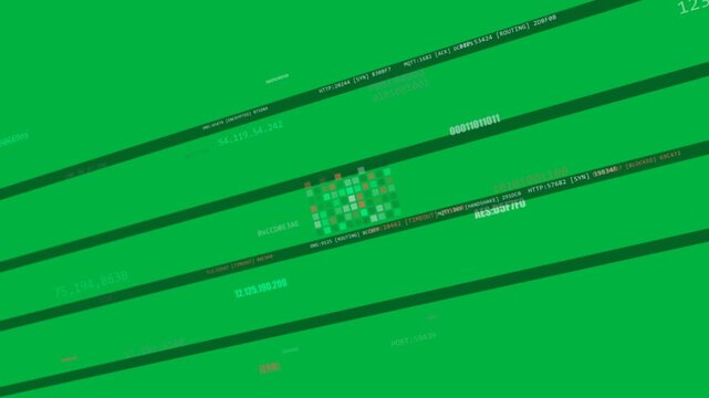 On pulse, lines or bands sliding, grid pulsing, labels flashing, showing net status on transparent B