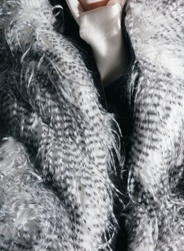 Winter Fashion Detail of Fluffy Fur Coat Texture