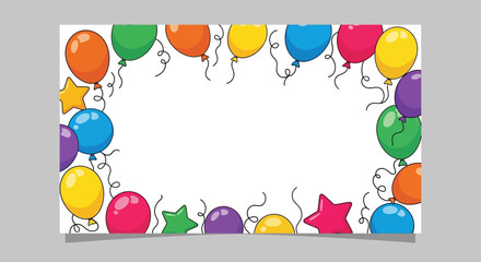 Colorful Balloons and Stars Border Illustration. © Restu