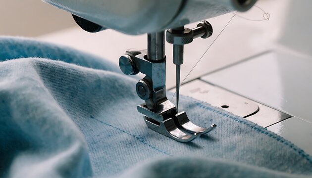 Sewing Machine Close-up with Stitches