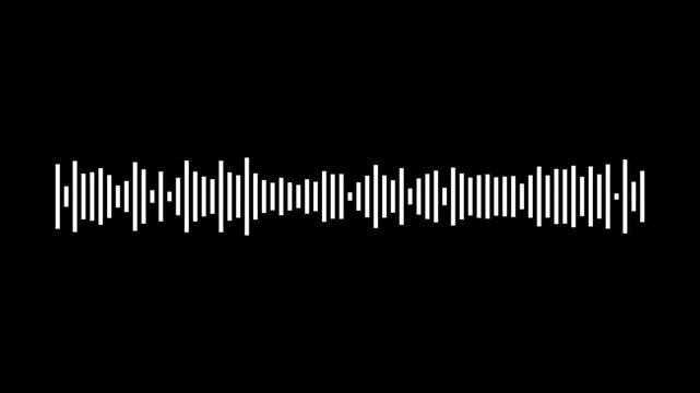 Sound wave pattern on black background audio visualizer music waveform white bars oscillating audio waveform