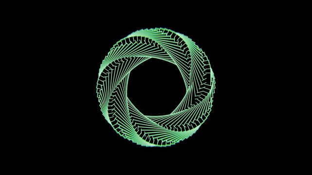 abstract symmetrical geometric shape rotating on solid colour background