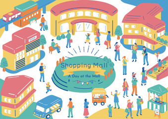 ショッピングモールで楽しむ人たち