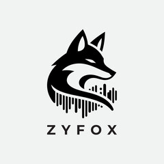 Fox soundwave logo design template vector illustration animal mascot symbol for gaming sports branding professional identity business audio music icon creative digital tech style © Ilyas