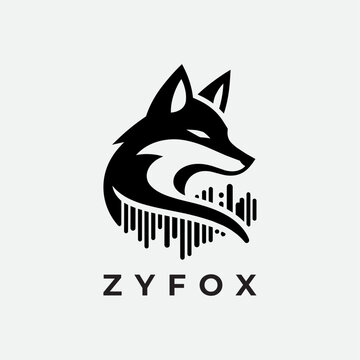 Fox soundwave logo design template vector illustration animal mascot symbol for gaming sports branding professional identity business audio music icon creative digital tech style