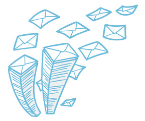 大量のメールがたまっている様子のベクターイラスト