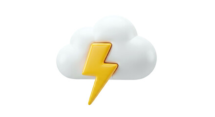 3D Icon of a Thunder Cloud with Lightning Bolt