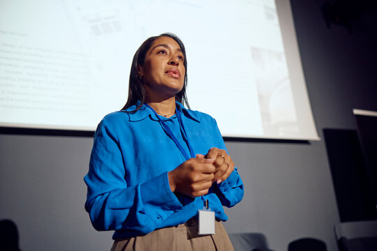 Woman gives a presentation