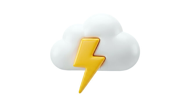 3D Icon of a Thunder Cloud with Lightning Bolt