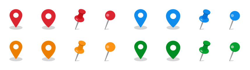 マップ・地図で使えるマップピン・押しピンアイコンイラスト影付き © marutan