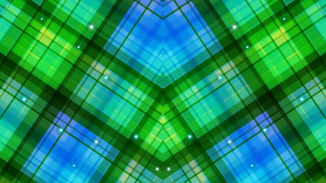Vibrant Green Plaid Pattern with Blue Accents.