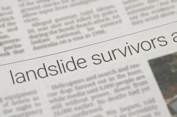 Fototapeta premium Natural Disaster News Reporting Landslide Survivors and Rescue