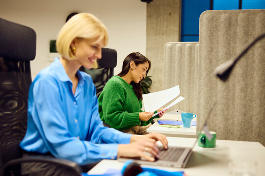 Women working in a shared workspace