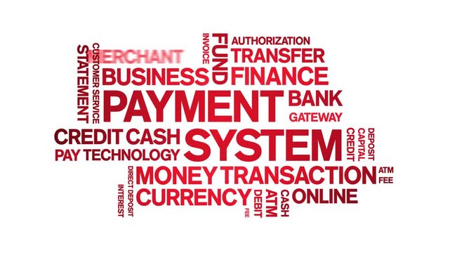 Payment System animated word cloud-text design animation tag kinetic typography seamless loop.
