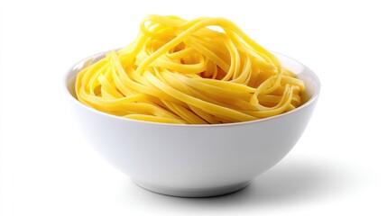 Freshly Cooked Spaghetti Served in a White Bowl Against a Clean and Bright Background for Culinary and Food Photography Use
