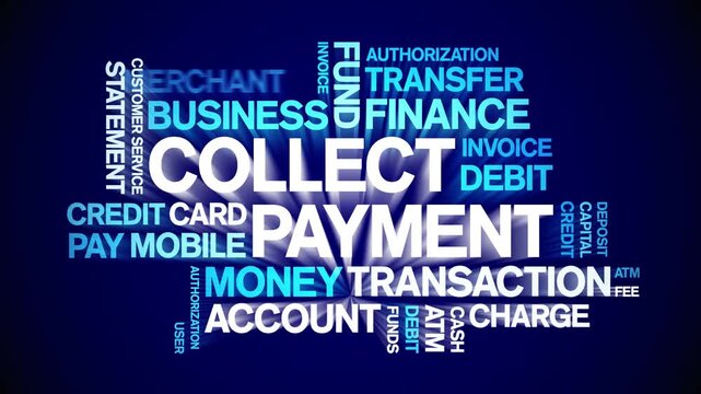 Collect Payment animated word cloud-text design animation tag kinetic typography seamless loop.