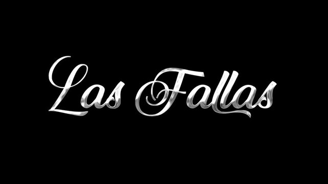 Las fallas text animation in silver ideal for event promotions, travel websites, cultural blogs, and festive designs.