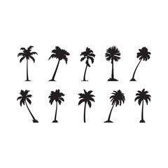 Naklejka premium Silhouettes of various palm trees arranged in a grid pattern