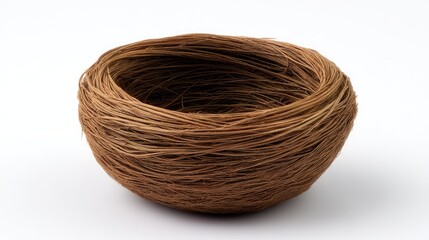 Obraz premium Natural woven bowl crafted from twigs and branches, showcasing a unique rustic design perfect for home décor, crafts, and organic styles