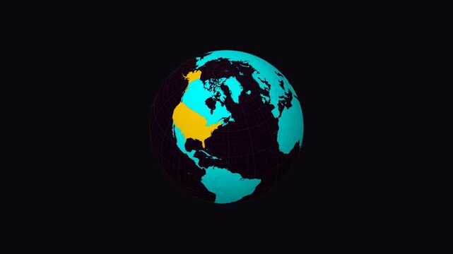 Oklahoma on Globe. Animated zoom into the state. Oklahoma, United States intro, logo, presentation animation. Boundary shape on globe with round text. Short video.
