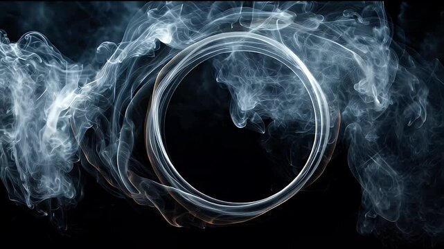 Abstract Ring of Smoke Swirling in a Dark Environment, Creating a Mesmerizing and Ethereal Visual Effect