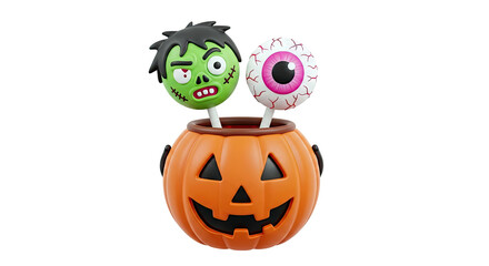 Halloween Pumpkin with Spooky Character Lollipops