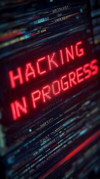 Hacking in Progress Screen Display Cyberattack Alert