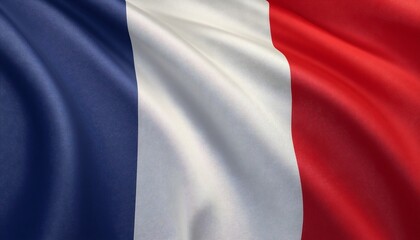The French flag waving in the wind with its iconic blue, white, and red colors.