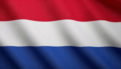 Obraz premium The flag of the Netherlands waving gently in the wind with its distinctive red white and blue horizontal stripes