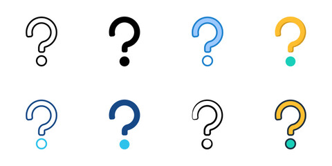 Question mark icons set multiple style collection. Editable stroke 
