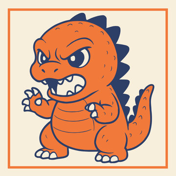 godzilla gojira chibi illustration cartoon eat noodles japanese monster lizard kaiju giant cute