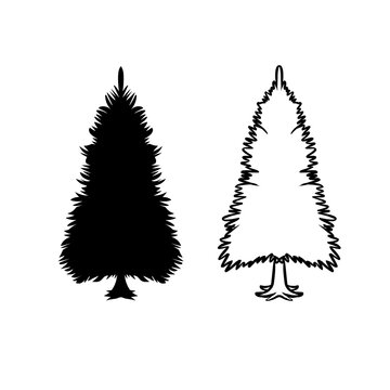 set of christmas trees