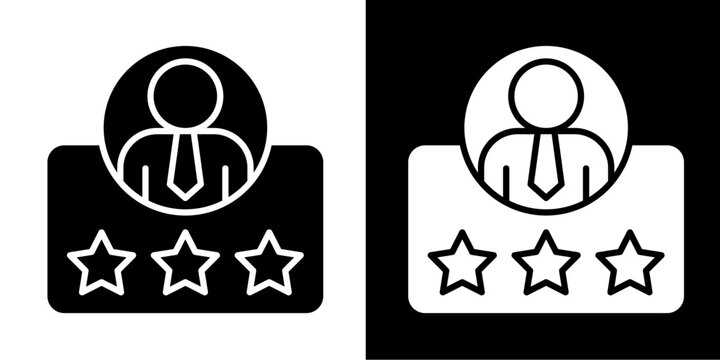 Employee Rating  Icon Set White Glyph Style Collection