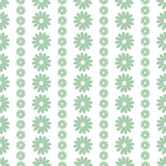 Soft green seamless daisy pattern with retro floral vibe